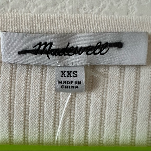 NWT Madewell Sculpt Ottoman Crop Sweater Tee Bright Ivory SZ XXS - Picture 7 of 13